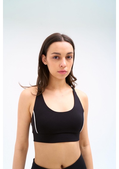 Normal People Vera - Biyeli Spor Bra Peach Skin Kumaş Siyah