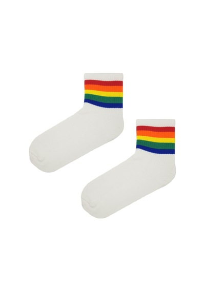 Socks Stores Gökkuşağı Temalı Çorap - Beyaz