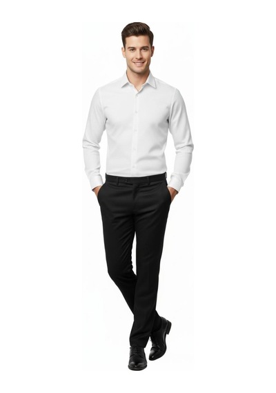 Erkek Silim Fit Armürlü Uzun Kol Gömlek Bgl-st04868 Beyaz