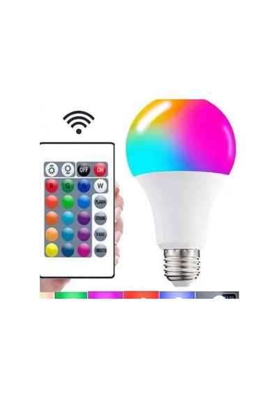 Ayarlanabilir Parlaklık Rgb Led Ampul E27 10w Kumandalı Renk Değiştiren Beyaz Ve Renkli Lamba