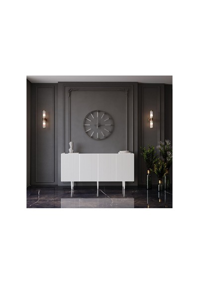 Enwood Capella Beyaz Mdf 4 Kapaklı Raflı 160 Lık Konsol Beyaz 160 X 80 Çok Renkli
