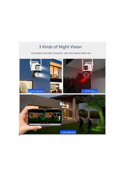 6mp Dual-lens Ptz Cctv Güvenlik Kamerası Aı İnsan Algılama Ip66 Su Geçirmez H.265 360 Görüş Beyaz