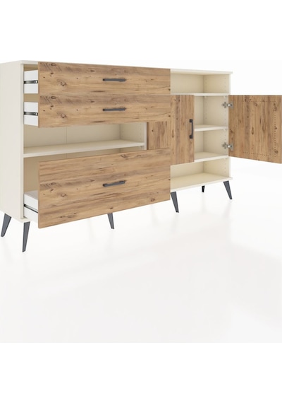 Arges Konsol 4 Raflı 3 Çekmeceli 2 Kapaklı 176x30x99 Aytaşı-çam Aytaşı-çam