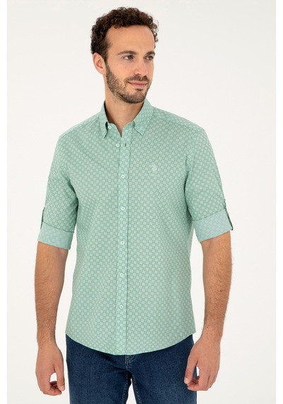 U.s. Polo Assn. Erkek Su Yeşili Gömlek Desenli 50282861-vr048 Su Yeşili