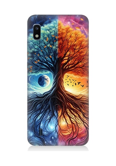 Samsung Galaxy A10 Uyumlu Hayat Ağacı Ve Gece Gündüz Desenli Silikon Kılıf Çok Renkli