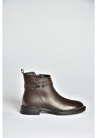 Fox Shoes V555255503 Kahverengi Alçak Tabanlı Hakiki Deri Kadın Bot Kahverengi