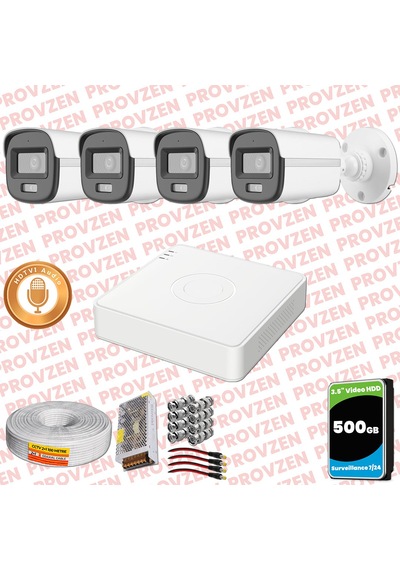Provzen Hikvision 4'lü Full Hd Güvenlik Kamerası Set 7/24 Renkli, Mikrofonlu, Olay Anında Bildirim