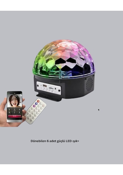 Bluetooth Hoparlörlü Led Disko Işığı Müzik Ritim Duyarlı Ve Taşınabilir Şeffaf