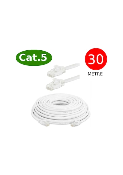 Tek-iş Cat5 Network Internet Ethernet Bilgisayar Kablosu Rj45 - Rj45 30 Metre Patch Kablo
