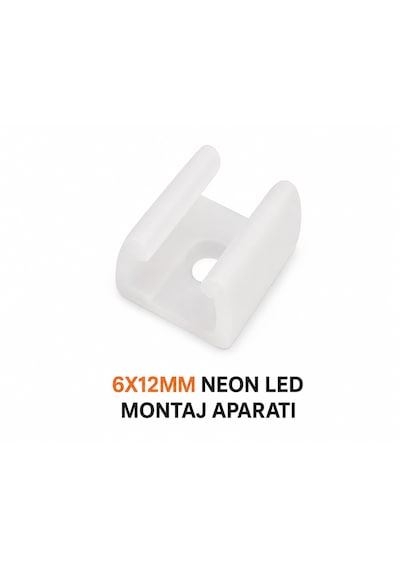 6x12mm Neon Led Sabitleme Montaj Aparatı Neon Şerit Led Montaj Aparatı Neon Tutma Aparatı 20 Adet Gri