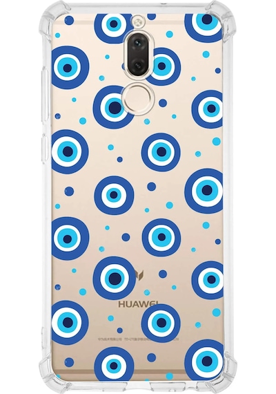 Prinrify Huawei Mate 10 Lite Uyumlu Nazar Boncuğu 1 Baskılı Şeffaf Köşe Korumalı Antişok Kılıf