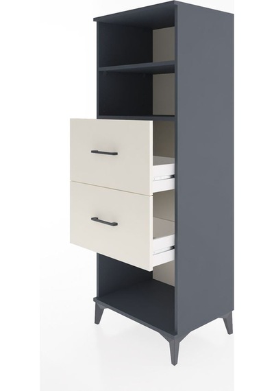 Hyperion Dolap 2 Raflı 2 Çekmeceli 60x44x163 Antrasit-aytaşı Antrasit