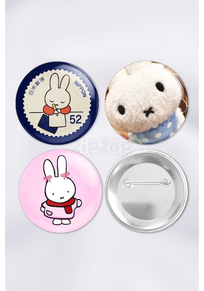Y2k Japon Miffy Cute Rozet Çanta Süsü Rozet İğneli Buton Rozet Seti 3 Adet Üçlü