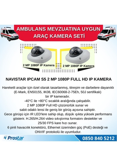 Ambulans Mevzuatına Uygun 2 Kameralı 8 Kanal Mobil Nvr 500 Gb 7 İnç Monitörlü Tak Kullan Set