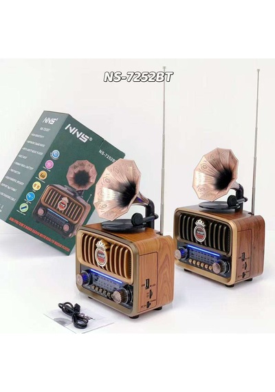 Şarjlı Mp3/bluetooth/usb/ Nostaljik Kablosuz Fm Radyo Speaker Hoparlör Ns-7252bt