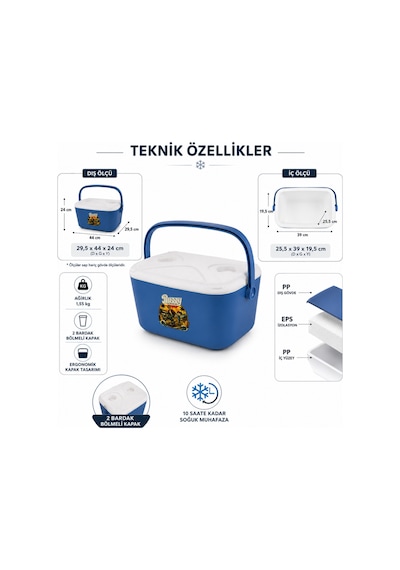 20 Lt Buzzy Retro Buzluk Termos 1179 Cooler Box -393 Mavi