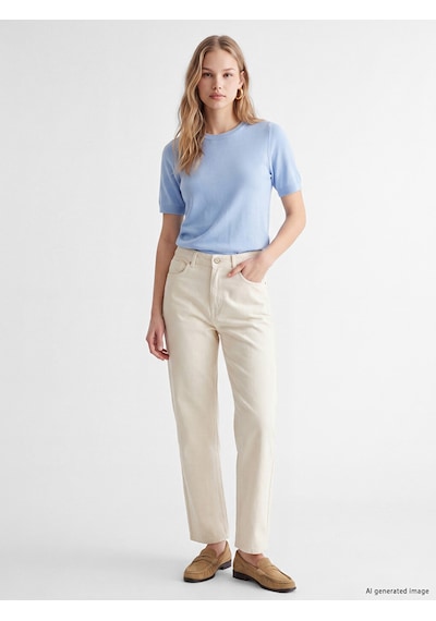 Lcw Vision Ekru Straight Fit Kadın Jean Pantolon