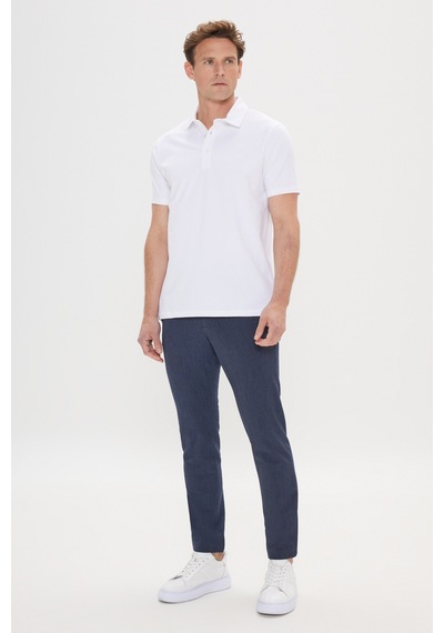 Ac&Co / Altınyıldız Classics Erkek Slim Fit Dar Kesim Polo Yaka Pamuklu Tişört - Beyaz