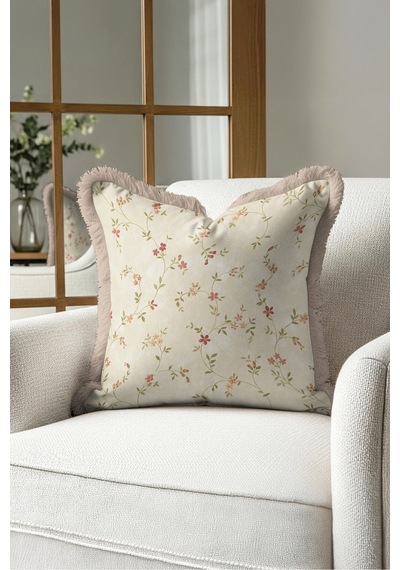 Çiçekli Bahar Dal Saçaklı Yastık Kılıfı - Romantik Floral Krem Yeşil Vizon Püsküllü Kırlent Kılıfı Puslu Kanyon Opal Çiçekli Bahar Dal Saçaklı Yastık Kılıfı - Romantik Floral Krem Yeşil Vizon Püsküllü Kırlent Kılıfı Puslu Kanyon Opal