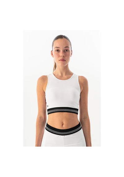 Maraton Slimfit Kadın Bisiklet Yaka Beyaz- Bra Beyaz-