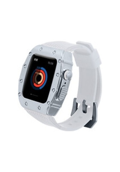 Apple Watch Uyumlu  7 45mm Krd-65 Kordon - Beyaz-gümüş