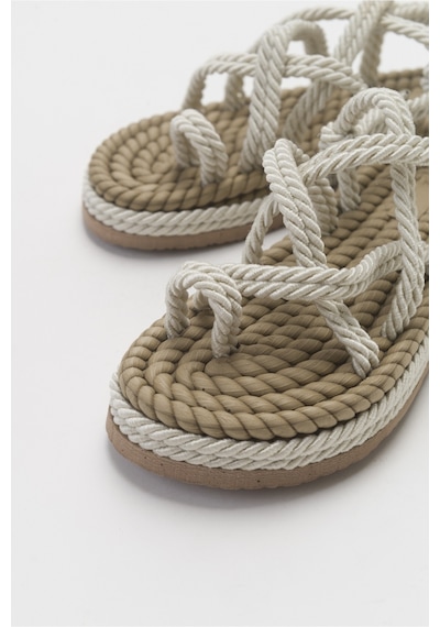 Luvishoes İp Bej Kadın Sandalet Bej