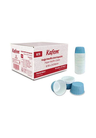 Kafem Mat Mavi Muffin Kek Kapsülü 50li X 30 Paket Koli - K11 Mavi