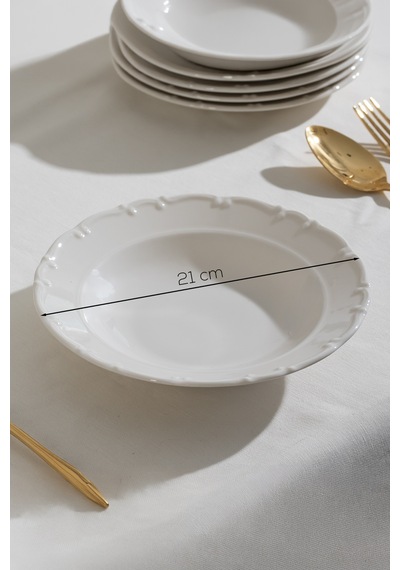 Porsima 4423 Liana Yemek Takımı 24 Parça 6 Kişilik Yemek Seti Beyaz