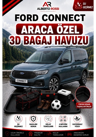 Ford Connect 2022 - 2026 Araca Özel 3d Bagaj Havuzu