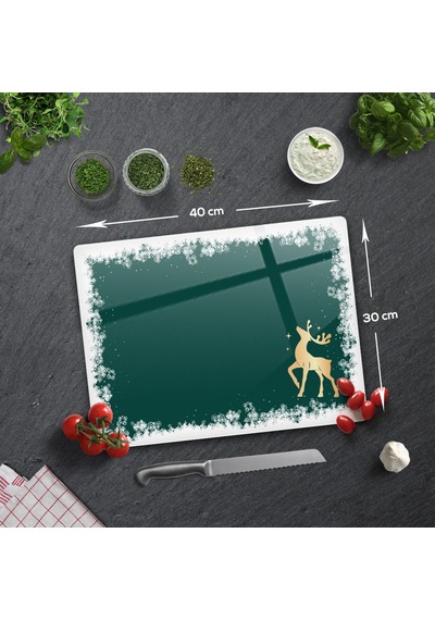 Decorita Cam Kesme Tahtası|Yeni Yıl Kar Çerçeveli|30cm x 40cm