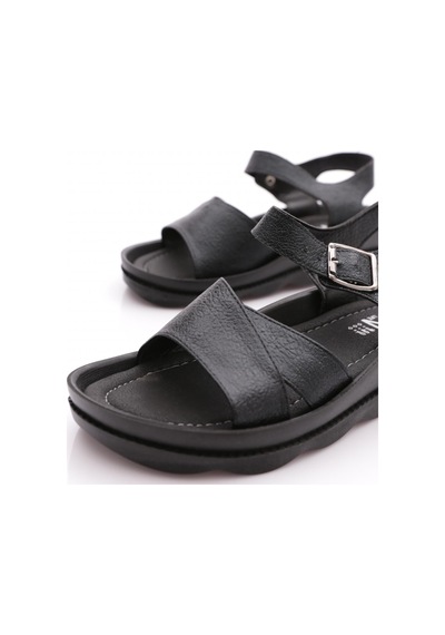 Dgn 1700-159-22y Kadin Çapraz Bantli Bilekten Bağli Sandalet Siyah Çatlak Süet