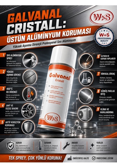 Ws-galvanal Cristall Alüminyum Sprey Boya 400 C Isıya Dayanıklı