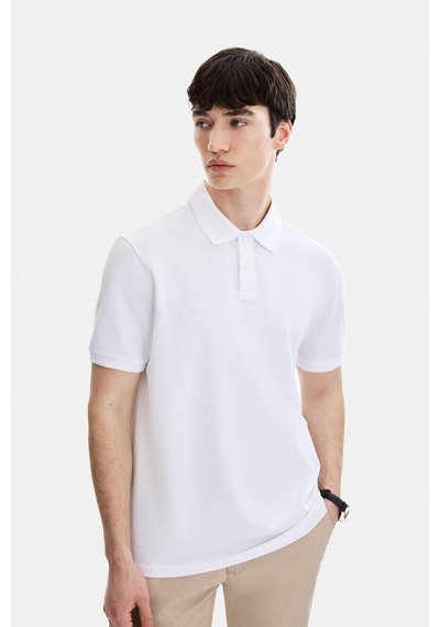 Backandbond Beyaz Regular Fit Örme Polo Yaka Tişört