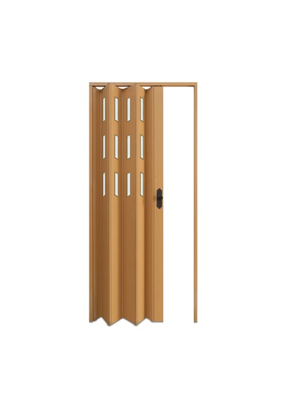 Faran Dekorasyon 102 x 230 Meşe Renk Camlı Pvc Akordiyon Kapı - FRNAKMODEL-0-139
