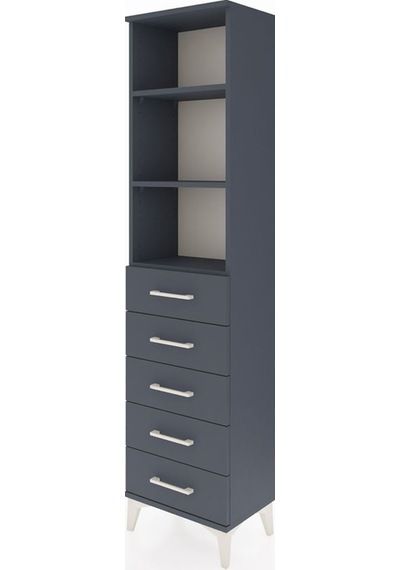 Arges Dolap 3 Raflı 5 Çekmeceli 44x30x182 Antrasit-antrasit Antrasit