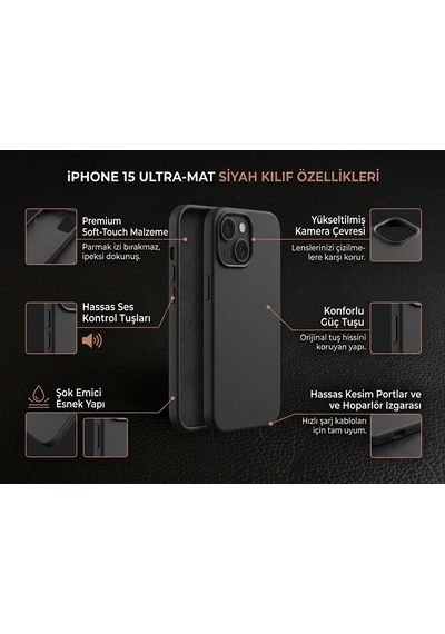Iphone 15 Uyumlu Silikon Ve Esnek Lansman Premıum Kılıf Siyah