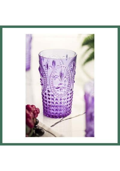 En-cag Akrilik Mor Tekli Uzun Bardak & Su Meşrubat Bardağı 750 Ml Büyük Boy & Cam Değildir Bss