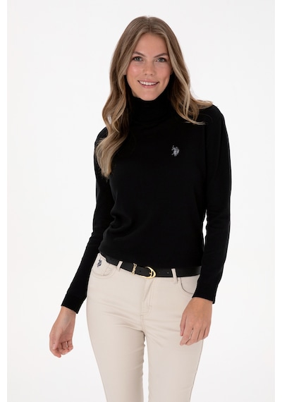 U.S. Polo Assn. Kadın Siyah Boğazlı Basic Kazak 50313621-VR046