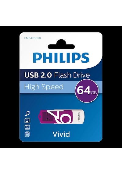 Phılıps 64gb Usb 2.0 25/10mb/s Fm64fd05b/00