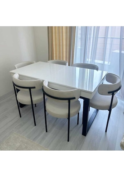 6'lı Teddy Sandalye Mutfak Sandalyesi Salon Sandalyesi Cafe (MASASIZ)beyaz Tek Renk