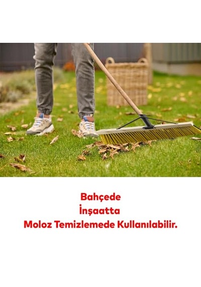 Badem10 İnşaat Moloz Yaprak Süpürme Toplama Park Bahçe Dış Mekan Temizleme Ahşap Fırça 60 Cm