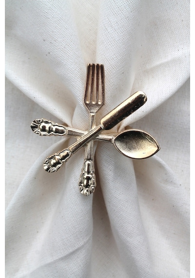 6 Adet Dekoratif Gold Food Style Peçete Halkası - Napkin Ring