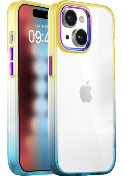 Buff Apple Uyumlu iPhone 15 Air Bumper Rainbow Kılıf