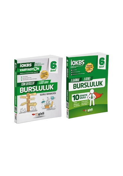 6. Sınıf Varyasyon Tüm Dersler Bursluluk Soru Bankası + Deneme Sınavı Seti 2 Kitap Gizli Yayınları