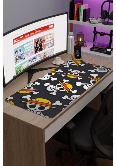 One Piece Kaymaz Dikişli Kauçuk Oyuncu Mousepad V5 - 90x40 Xxl Gaming Mouse Pad Fare Altlığı