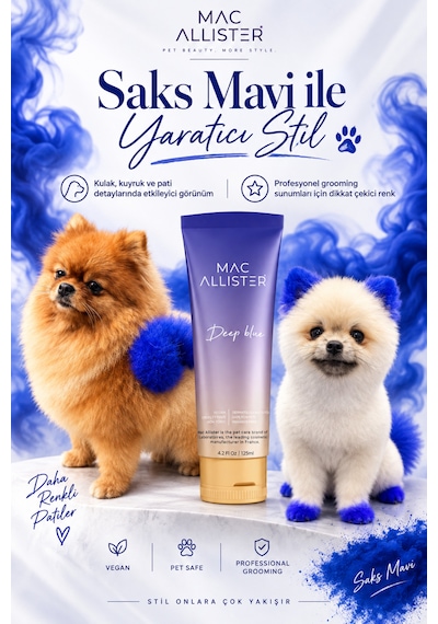 Mac Allister Kedi Köpek Tüy Boyası Saks Mavi Renkli 150 Ml