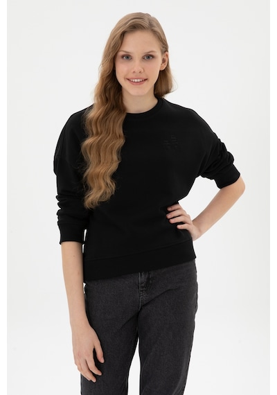 U.S. Polo Assn. Kadın Siyah Bisiklet Yaka Basic Sweatshırt 50313565-VR046