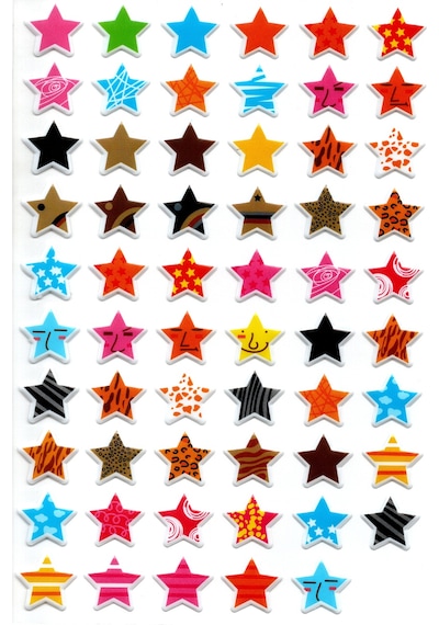 Sticker Kabartmalı A4 Boyutunda Stiker Defter, Planlayıcı Etiket Lim037 - Renkli Yıldızlar