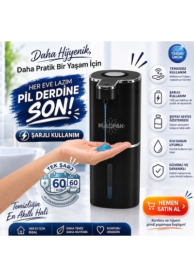 403835 Sensörlü Tezgahüstü Sıvı Sabun Dispenseri Siyah