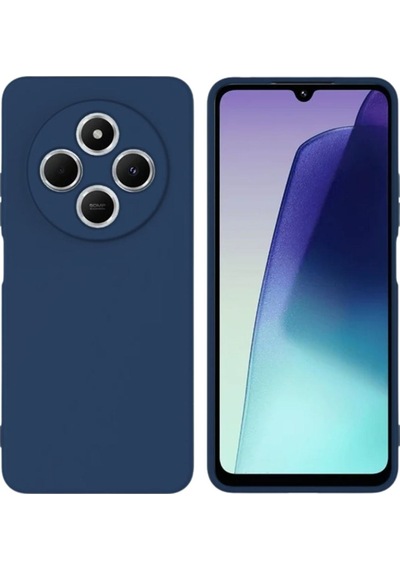 Redmi A4 Uyumlu Silikon Kılıf - Kamera Korumalı Esnek Pastel Renk Kapak - Lacivert Lacivert
